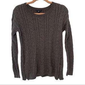 american eagle dark grey zippered front knit sweater size large